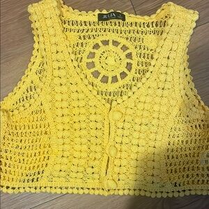 Love J Yellow Cropped Tank Top with Cut Out Design